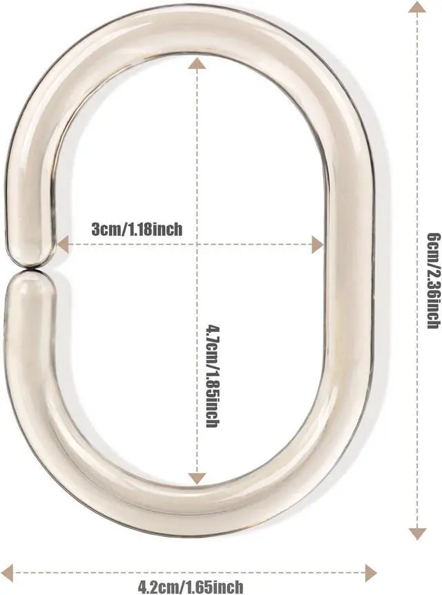 Alt view image 2 of 6 - 24 pcs Shower Curtain Rings Plastic Shower Curtain Hooks C-Shaped Rings Hook Hanger Bath Drape Loop Clip Glide Bathroom Shower Window Rod (Transparent Gray)