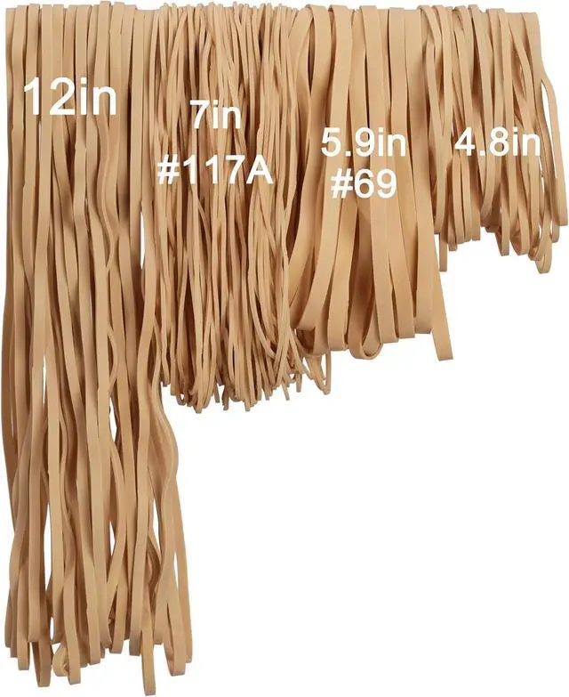 Alt view image 4 of 7 - Rubber Bands Assorted Sizes Large Rubber Bands Size 69,Size 117A,12in,4.8in | 0.5lbs Heavy Duty Big Elastic Bands for Office Supplies 4 sizes