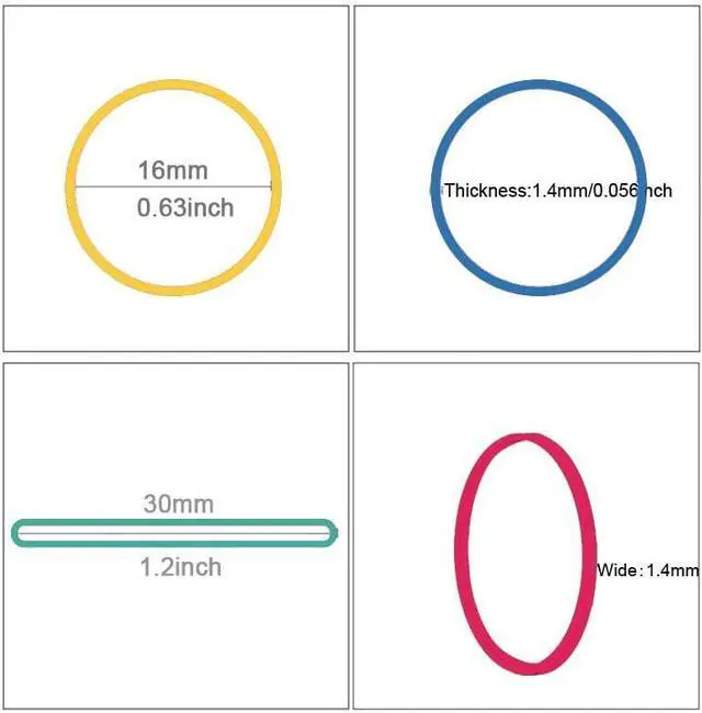 Alt view image 2 of 7 - Foshine Rubber Bands Small Mini Elastic Band Yellow Blue Green Red 1300pcs Rubber Band 1.2inch Office Supplies Home Inside Diameter 0.63in (Multicolour)