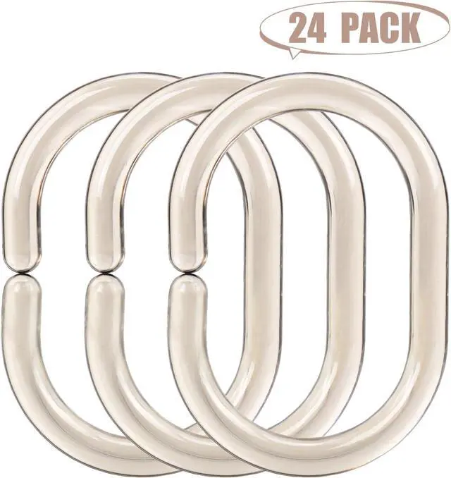 Alt view image 4 of 6 - 24 pcs Shower Curtain Rings Plastic Shower Curtain Hooks C-Shaped Rings Hook Hanger Bath Drape Loop Clip Glide Bathroom Shower Window Rod (Transparent Gray)