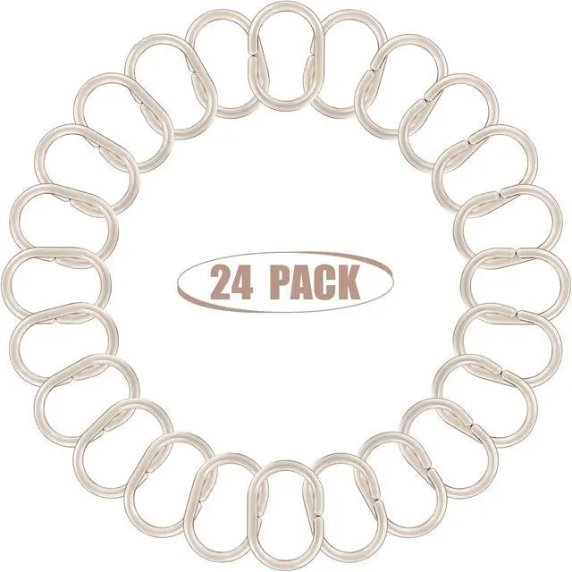 Alt view image 5 of 6 - 24 pcs Shower Curtain Rings Plastic Shower Curtain Hooks C-Shaped Rings Hook Hanger Bath Drape Loop Clip Glide Bathroom Shower Window Rod (Transparent Gray)