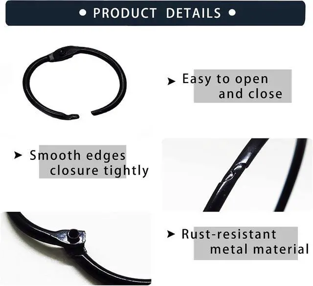 Alt view image 3 of 7 - 36pcs Shower Curtain Rings, Rust-Resistant Metal Round Shower Hooks for Bathroom Rod Curtains, Changing Room, Windows, Home Decoration, Movable Clasp (Black)