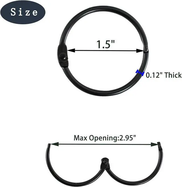 Alt view image 2 of 7 - 36pcs Shower Curtain Rings, Rust-Resistant Metal Round Shower Hooks for Bathroom Rod Curtains, Changing Room, Windows, Home Decoration, Movable Clasp (Black)