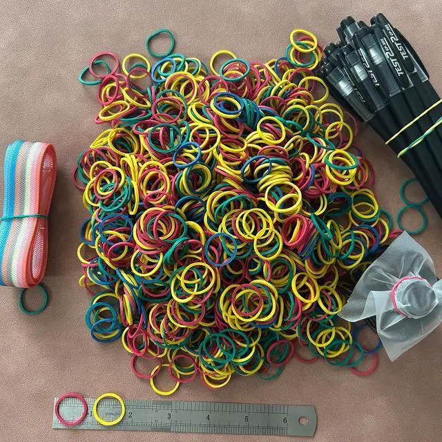 Alt view image 7 of 7 - Foshine Rubber Bands Small Mini Elastic Band Yellow Blue Green Red 1300pcs Rubber Band 1.2inch Office Supplies Home Inside Diameter 0.63in (Multicolour)
