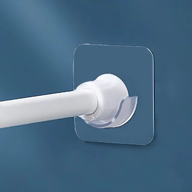Main image of Venupple Spring Tension Rod Holder, 8 Pack Shower Rod Holders 1.18 Inches | Small Transparent Shower Rod Bracket No Drilling, Adhesive Tension Curtain Rod Retainer Shower Curtain Rod Holder for Wall