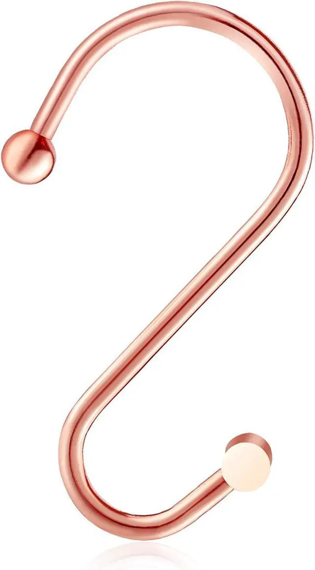 Alt view image 2 of 6 - Rose Gold Shower Curtain Hooks Rings,CHICTIE Decorative Shower Curtain Rings for Bathroom Shower Rod, Set of 12 Premium Rust-Resistant Metal Shower Hooks Hangers T Shaped Design