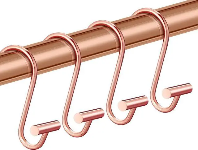 Main image of Rose Gold Shower Curtain Hooks Rings,CHICTIE Decorative Shower Curtain Rings for Bathroom Shower Rod, Set of 12 Premium Rust-Resistant Metal Shower Hooks Hangers T Shaped Design