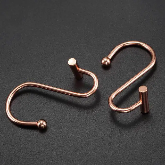 Alt view image 3 of 6 - Rose Gold Shower Curtain Hooks Rings,CHICTIE Decorative Shower Curtain Rings for Bathroom Shower Rod, Set of 12 Premium Rust-Resistant Metal Shower Hooks Hangers T Shaped Design