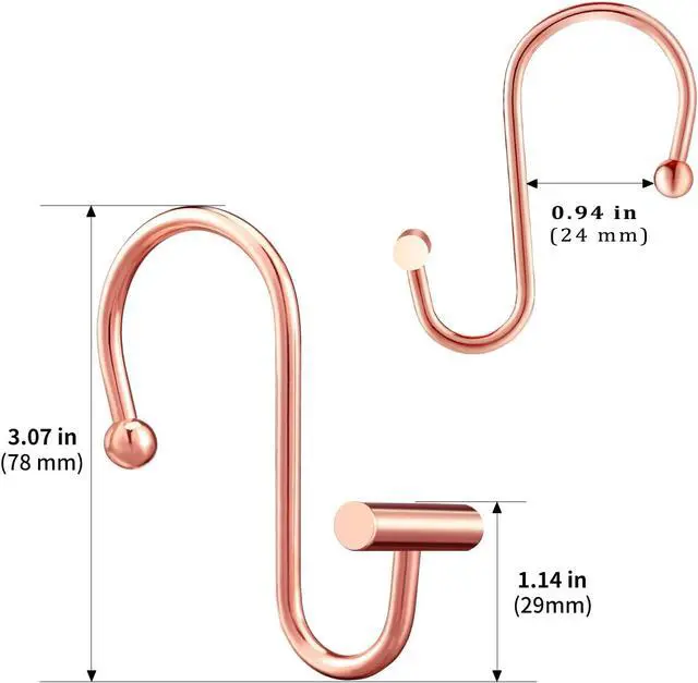 Alt view image 6 of 6 - Rose Gold Shower Curtain Hooks Rings,CHICTIE Decorative Shower Curtain Rings for Bathroom Shower Rod, Set of 12 Premium Rust-Resistant Metal Shower Hooks Hangers T Shaped Design