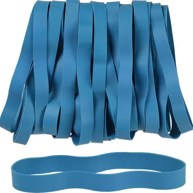 Main image of AIWOQI Rubber Bands Size 107 Heavy Duty Big Wide Long Rubber Band 30pcs | Elastic Bands for Office Supply Trash Can File Folders Litter Box Rubber Bands Blue