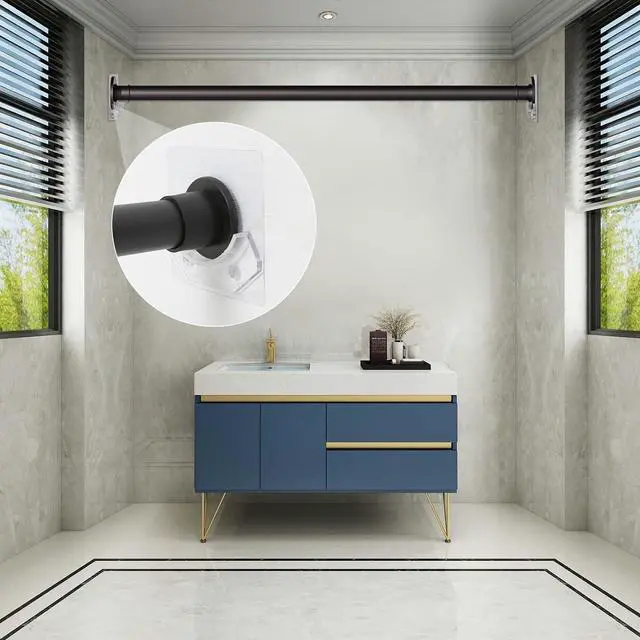 Alt view image 3 of 7 - Uigos Shower Curtain Rod Holder - Easy Installation - No Drilling Required, Transparent Wall Mount Rod Retainer, Premium Design, 4 Pieces (Rod Not Included)