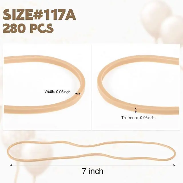 Alt view image 2 of 6 - 280 Pcs Long Rubber Bands, Size #117A, 7 Inch Large Elastic Bands | 0.5 lb Pack, Stretchy Hold, for Office Supplies, Trash Cans, File Folders, Birthday, Shower Decorations, Home, School, Crafts