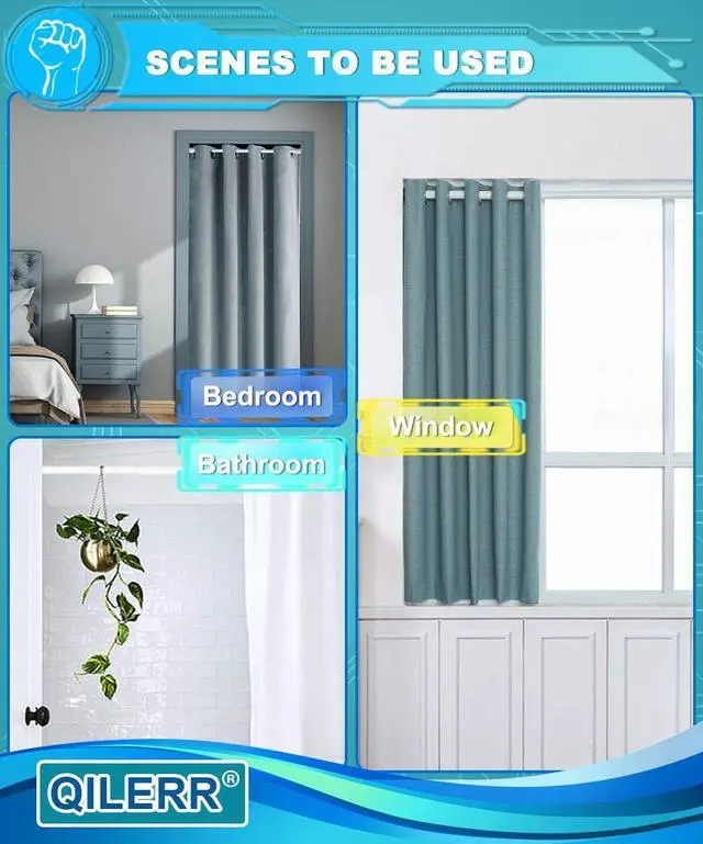 Alt view image 6 of 7 - Short Tension Rod 16 to 28 Inche Small Shower Curtain Rods No Drilling Adjustable Heavy Duty Extension Loaded Spring Tension Rod for Windows, Closets, Curtains, 7/8" Diameter, White