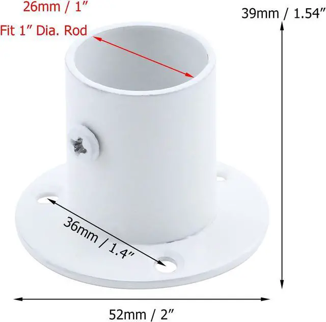 Alt view image 3 of 6 - Coshar 4 PCS 1-Inch(25mm) Stainless Steel Flange Rod End Holder- White | Shower Closet Pole End Support Socket Bracket Support, Flange Rod Holder Closet Pole, Adjustable Tightness