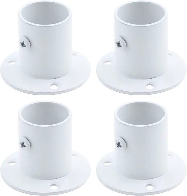 Alt view image 2 of 6 - Coshar 4 PCS 1-Inch(25mm) Stainless Steel Flange Rod End Holder- White | Shower Closet Pole End Support Socket Bracket Support, Flange Rod Holder Closet Pole, Adjustable Tightness