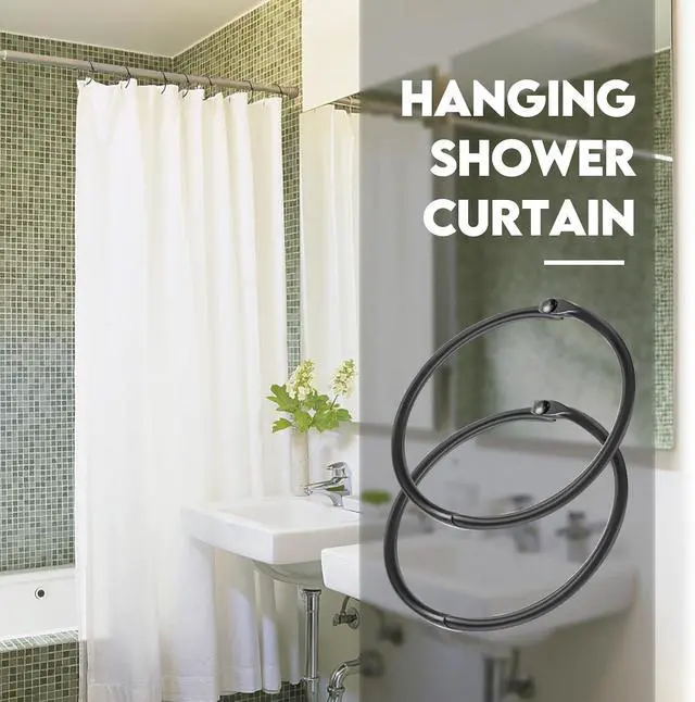 Alt view image 5 of 6 - 20Pcs Shower Curtain Hooks,Metal Round Shower Curtain Hooks Roman Rings | Rustproof Decorative Shower Curtain Rings for Bathroom, Bathtub, Window, Balcony (20, Black)