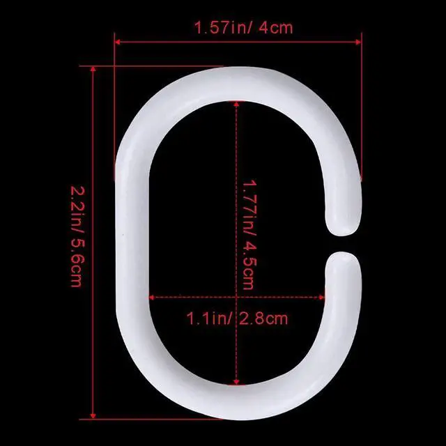 Alt view image 2 of 7 - Plastic Shower Curtain Hooks White Curtain C Rings for Bathroom Shower Rod Window Curtains Hook Hanger | Plastic Shower Curtain Hooks C Shape Rings for Bathroom Shower Rod Window Curtains Hanger
