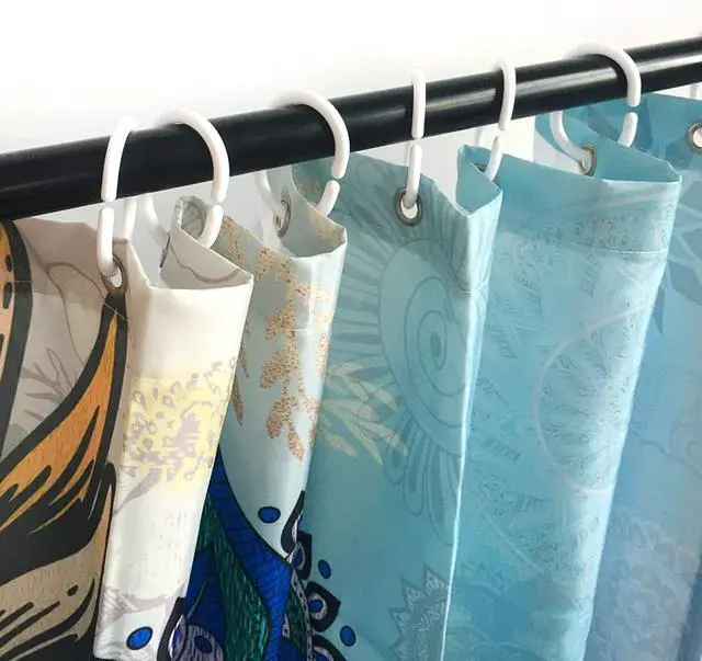 Alt view image 6 of 7 - Plastic Shower Curtain Hooks White Curtain C Rings for Bathroom Shower Rod Window Curtains Hook Hanger | Plastic Shower Curtain Hooks C Shape Rings for Bathroom Shower Rod Window Curtains Hanger