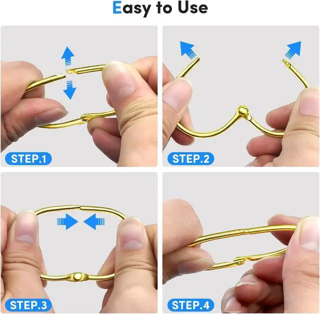 Alt view image 7 of 7 - Gold Shower Curtain Hooks Rings,ELWEY Shower Curtain Hooks Rust Proof, Metal Shower Curtain Hangers for Bathroom Shower Curtains Rods, Oval Snap Shower Rings for Curtain, Set of 12, Gold