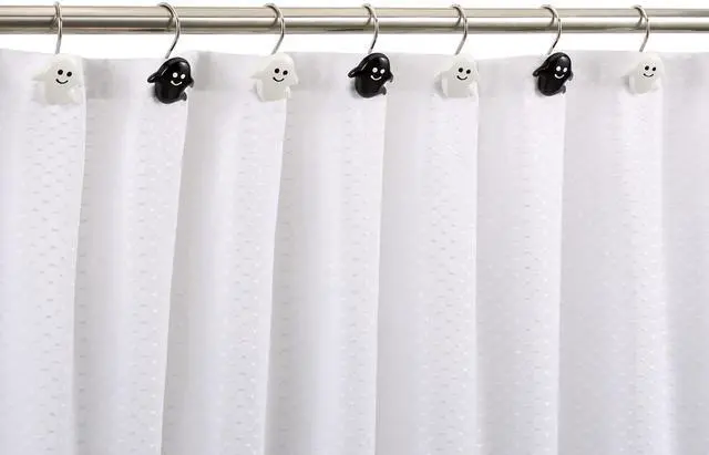 Alt view image 4 of 7 - CHICTIE Halloween Shower Curtain Hooks, Black White Nightmare Decorative Shower Rings for Bathroom Shower Curtains Rods,Set of 12 Premium Rust-Resistant Shower Hooks Hangers Cute Spooky Design