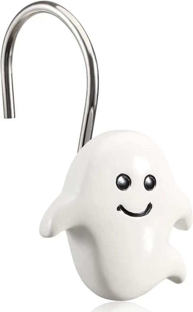 Alt view image 5 of 7 - CHICTIE Halloween Shower Curtain Hooks, Black White Nightmare Decorative Shower Rings for Bathroom Shower Curtains Rods,Set of 12 Premium Rust-Resistant Shower Hooks Hangers Cute Spooky Design
