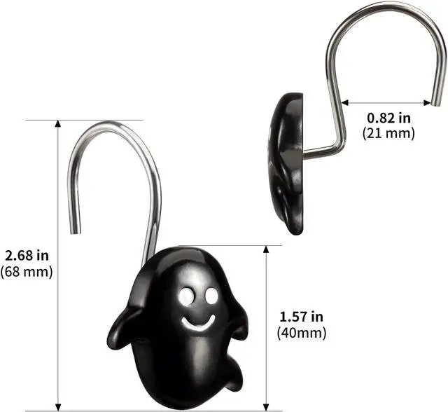 Alt view image 6 of 7 - CHICTIE Halloween Shower Curtain Hooks, Black White Nightmare Decorative Shower Rings for Bathroom Shower Curtains Rods,Set of 12 Premium Rust-Resistant Shower Hooks Hangers Cute Spooky Design