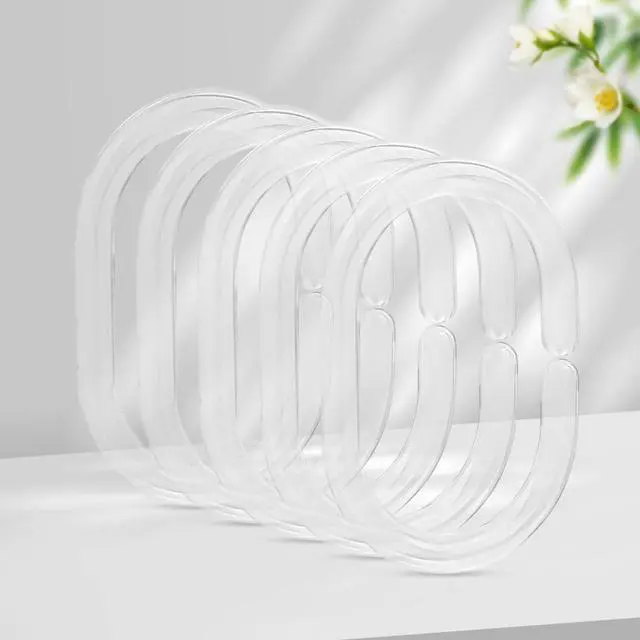 Alt view image 4 of 7 - Resze 48 PCS Shower Curtain Rings,Plastic Clear Shower Curtain Hooks,C-Shaped Rings Hook Hanger Bathroom Shower Window Rod