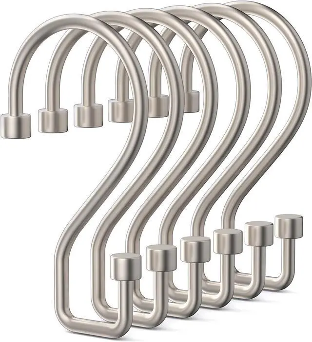 Main image of Goowin Shower Curtain Hooks, 12 Pcs S Shape Shower Curtain Rings, Black Shower Curtain Rings Rust Proof, Multi-Functional Shower Hooks for Shower Curtain, Clothing, Towels (Matte Nickel)