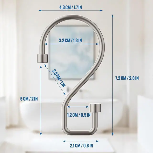 Alt view image 3 of 7 - Goowin Shower Curtain Hooks, 12 Pcs S Shape Shower Curtain Rings, Black Shower Curtain Rings Rust Proof, Multi-Functional Shower Hooks for Shower Curtain, Clothing, Towels (Matte Nickel)