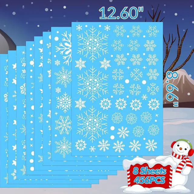 Alt view image 3 of 7 - Snowflake Window Clings, Christmas Winter Window Decor | 456 PCS Snowflake Window Clings For Windows, Glass Doors And Mirrors, Perfect For Christmas, Winter Displays And Decor