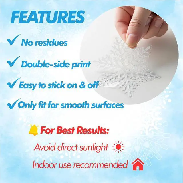 Alt view image 7 of 7 - Snowflake Window Clings, Christmas Winter Window Decor | 456 PCS Snowflake Window Clings For Windows, Glass Doors And Mirrors, Perfect For Christmas, Winter Displays And Decor
