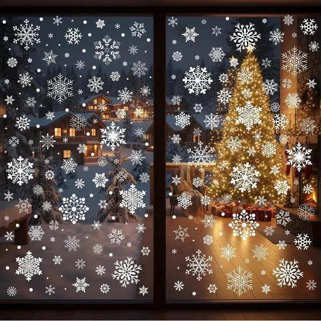 Alt view image 6 of 7 - Snowflake Window Clings, Christmas Winter Window Decor | 456 PCS Snowflake Window Clings For Windows, Glass Doors And Mirrors, Perfect For Christmas, Winter Displays And Decor
