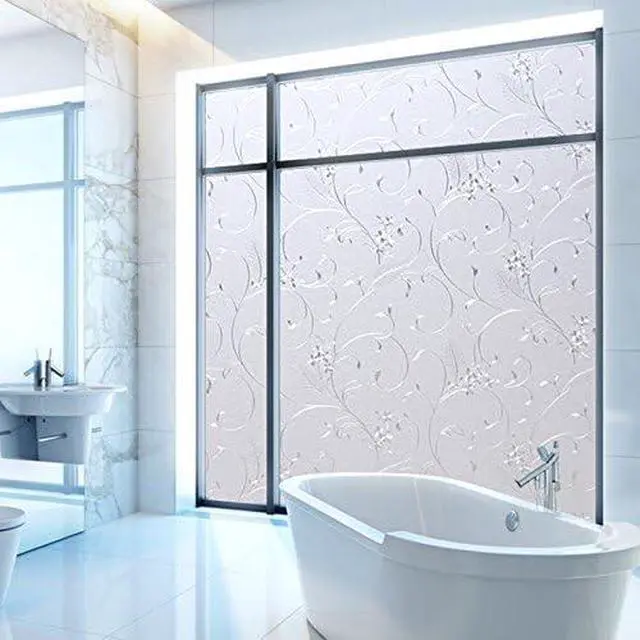 Alt view image 4 of 6 - Niviy Window Privacy Film Decorative Static Cling Non-Adhesive, 17.7"x78.7" | Decorative Static Sticker, Non-Adhesive Reusable, Heat Control UV Blocking, Renter Friendly Coverings for Home Bathroom