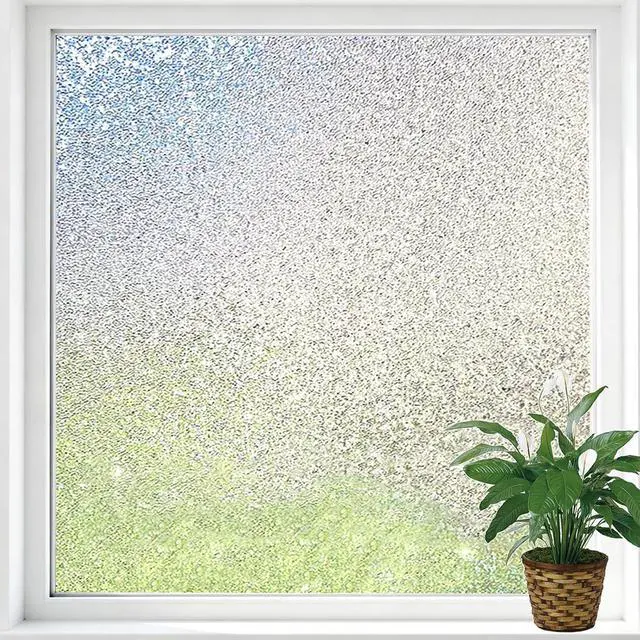 Main image of Window Privacy Film, Frosted Stained Glass Window Film, Static Cling Non-Adhesive Heat Control UV Blocking Window Clings Sticker Decorative for Bathroom Home Door 17.5" x 78.7"