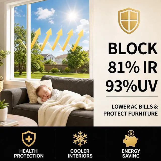 Alt view image 3 of 7 - FILMGOO One Way Privacy Window Film Heat Control Mirror Tint 17.5"×94.48" | Window Tint for Home Daytime Privacy, See Out Not In Mirror Film, Static Cling No Glue, Heat Blocking UV Protection