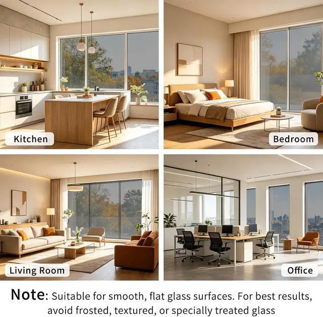 Alt view image 6 of 7 - FILMGOO One Way Privacy Window Film Heat Control Mirror Tint 17.5"×94.48" | Window Tint for Home Daytime Privacy, See Out Not In Mirror Film, Static Cling No Glue, Heat Blocking UV Protection