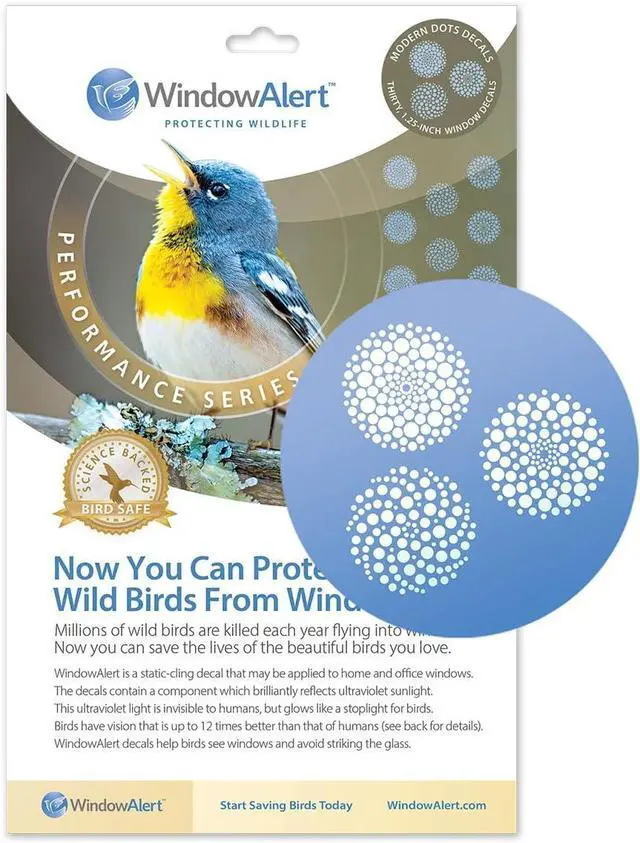 Main image of WindowAlert Performance Series Modern Dots Anti-Collision Decal - UV-Reflective Window Decal to Protect Wild Birds from Glass Collisions - Made in the USA