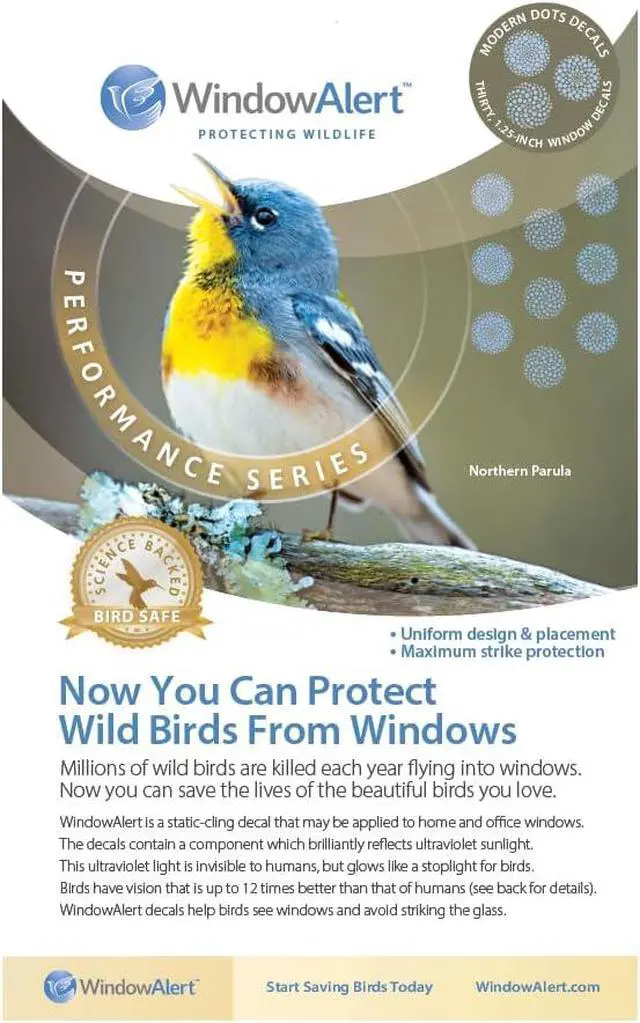 Alt view image 2 of 6 - WindowAlert Performance Series Modern Dots Anti-Collision Decal - UV-Reflective Window Decal to Protect Wild Birds from Glass Collisions - Made in the USA