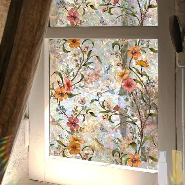 Main image of Stained Glass Window Film,17.5" x 78.7" Window Privacy Films | Thicken Rainbow Window Clings, Static Cling Removable Renter-Friendly, UV Sun Blocking Heat Control Stickers for Home Doors