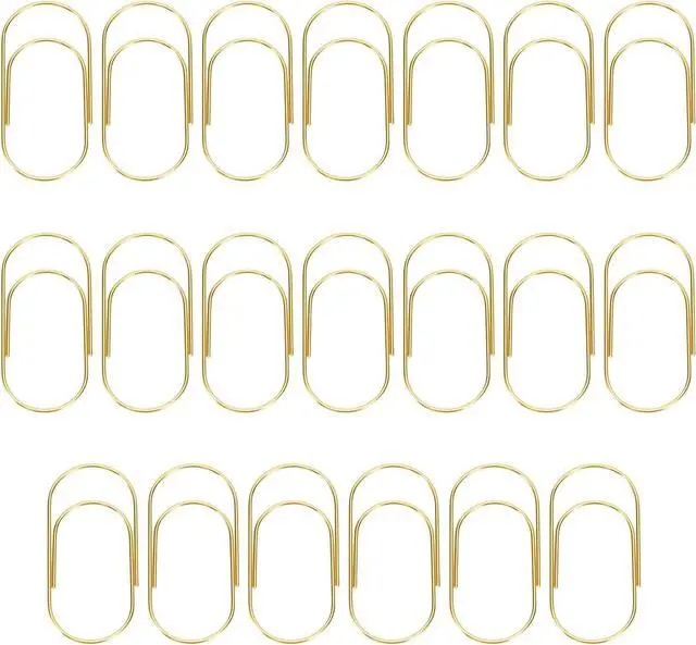 Main image of 20 Pcs Jumbo Paper Clips 2 Inch (50mm), Large Gold Paperclips, Non-Skid Smooth Steel Wire, Oversized Wide Clips for Office School Planner Bookmarks