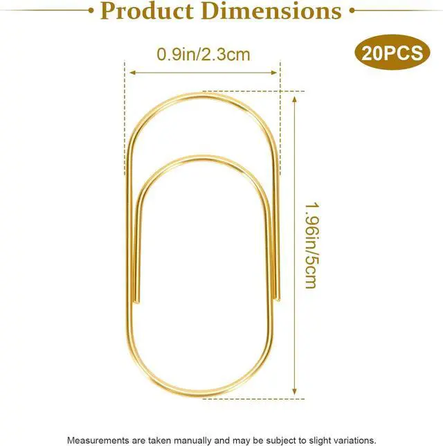 Alt view image 4 of 7 - 20 Pcs Jumbo Paper Clips 2 Inch (50mm), Large Gold Paperclips, Non-Skid Smooth Steel Wire, Oversized Wide Clips for Office School Planner Bookmarks