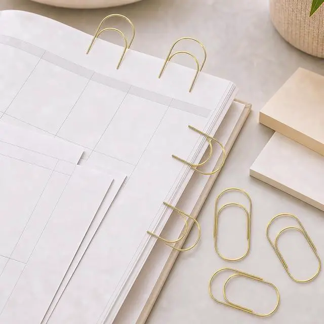 Alt view image 7 of 7 - 20 Pcs Jumbo Paper Clips 2 Inch (50mm), Large Gold Paperclips, Non-Skid Smooth Steel Wire, Oversized Wide Clips for Office School Planner Bookmarks
