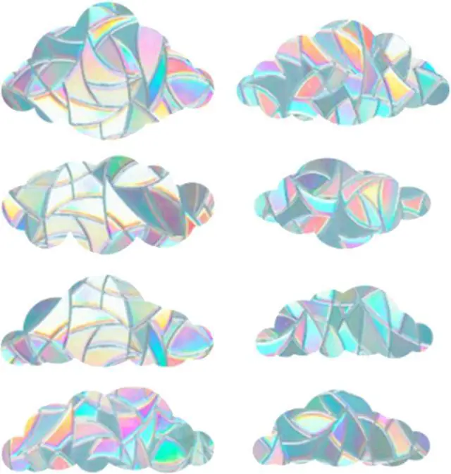 Main image of GORGECRAFT 8Pcs Large Rainbow Window Clings 3D Decorative Window Film Cloud Shape Anti-Collision Stickers Door Static Cling for Kitchen Dining Room Bedroom