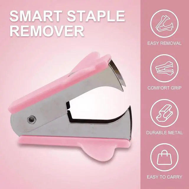 Alt view image 3 of 7 - Pink Stapler Removal Tool, Staple Puller, Modern Plastic Stapler Remover with Non-Slip Handle, Ideal for Students, Teachers, Home and School