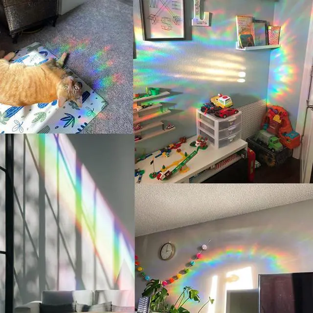 Alt view image 3 of 5 - GORGECRAFT 8Pcs Large Rainbow Window Clings 3D Decorative Window Film Cloud Shape Anti-Collision Stickers Door Static Cling for Kitchen Dining Room Bedroom