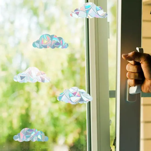 Alt view image 4 of 5 - GORGECRAFT 8Pcs Large Rainbow Window Clings 3D Decorative Window Film Cloud Shape Anti-Collision Stickers Door Static Cling for Kitchen Dining Room Bedroom
