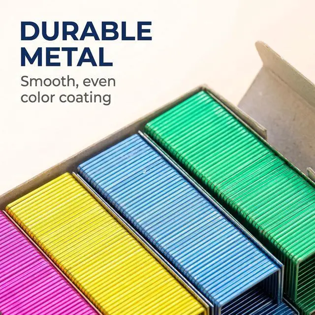 Alt view image 4 of 7 - 800Pcs Mini Color Staples DIY Shop Stapler Refills Standard Book Mini Color Office (24/6mm),Colored,Standard Staples,Staplers and Punches