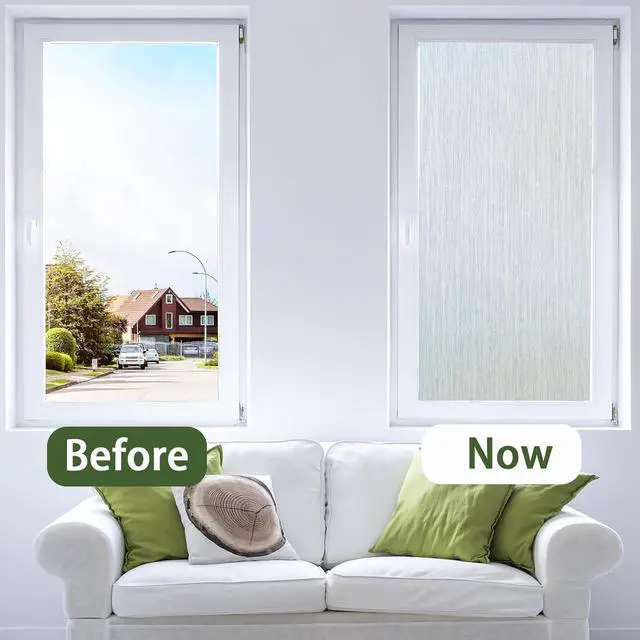 Alt view image 4 of 6 - Frosted Glass Window Privacy Film, Static Cling, 17.5" x 78.7" | Non-Adhesive Window Clings, UV & Heat Blocking Anti-Glare Glass Film, Removable Reusable Stickers for Bathroom Home Office