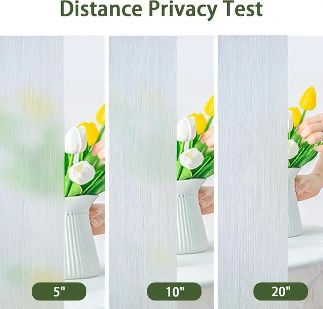 Alt view image 5 of 6 - Frosted Glass Window Privacy Film, Static Cling, 17.5" x 78.7" | Non-Adhesive Window Clings, UV & Heat Blocking Anti-Glare Glass Film, Removable Reusable Stickers for Bathroom Home Office
