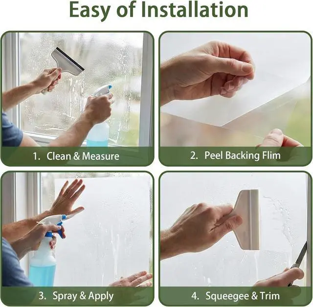 Alt view image 6 of 6 - Frosted Glass Window Privacy Film, Static Cling, 17.5" x 78.7" | Non-Adhesive Window Clings, UV & Heat Blocking Anti-Glare Glass Film, Removable Reusable Stickers for Bathroom Home Office